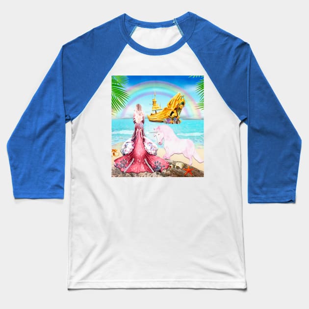 Two Magical Worlds in One. Unicorn and Mermaid Baseball T-Shirt by KC Morcom aka KCM Gems n Bling aka KCM Inspirations